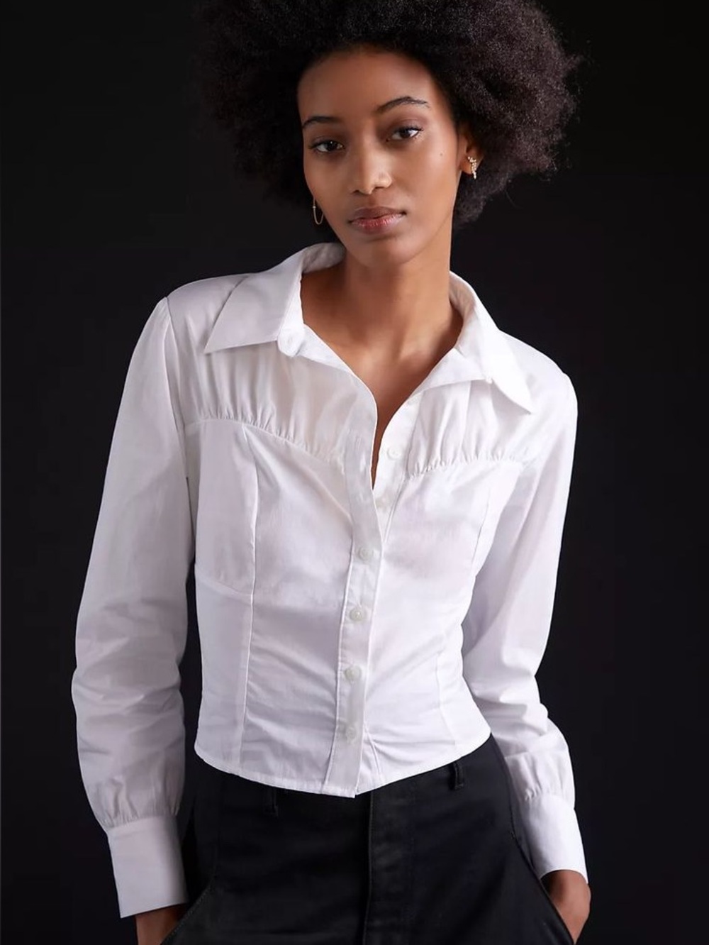Maeve Corset Seamed Button Down Shirt White new with tags size 6